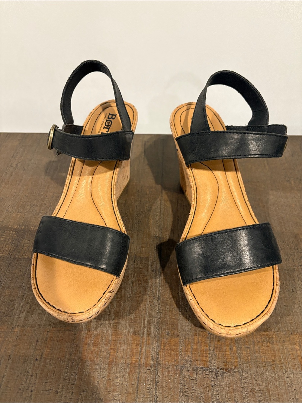 Born Women's Black Cork Wedge Sandals - Black - Picture 2 of 10